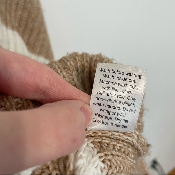 SONOMA Plus Size Quarter Zip Tunic Sweater Tan Brown White Striped 1/4 Zip Fall - Picture 12 of 15